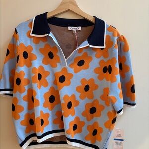 NANETTE NANETTE LEPORE -Women’s Cropped Open Collar Short Sleeve Sweater- XL-NWT